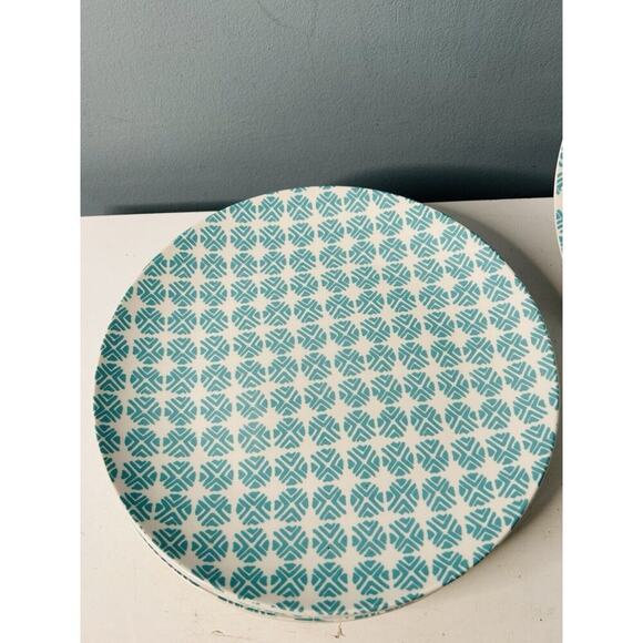(5) Mainstays Aqua Teal White Dinner Plates 10.25 Inch Diameter Great Condition - Picture 9 of 12